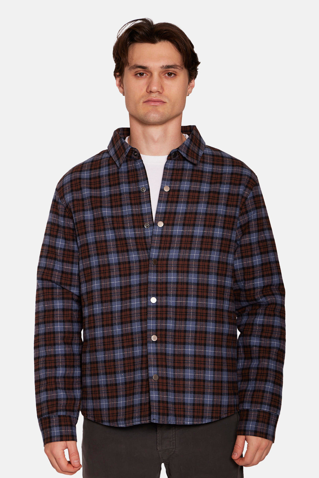 Benny Overshirt w/Quilted Lining Blue/Brown Plaid