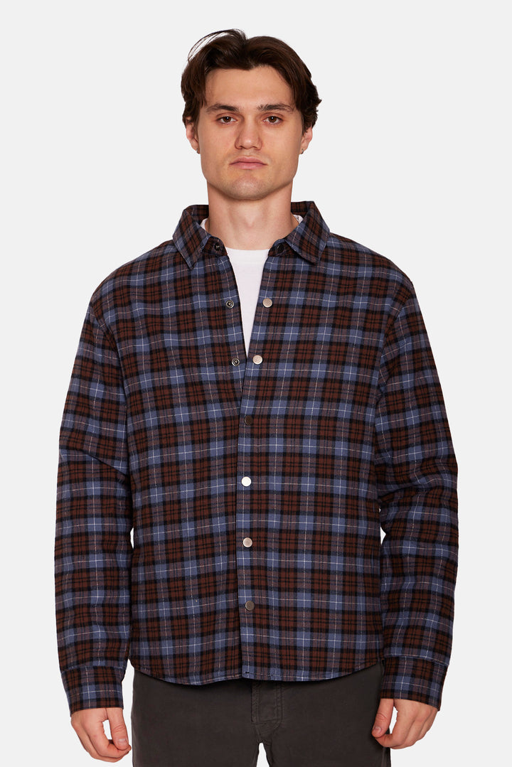 Benny Overshirt w/Quilted Lining Blue/Brown Plaid