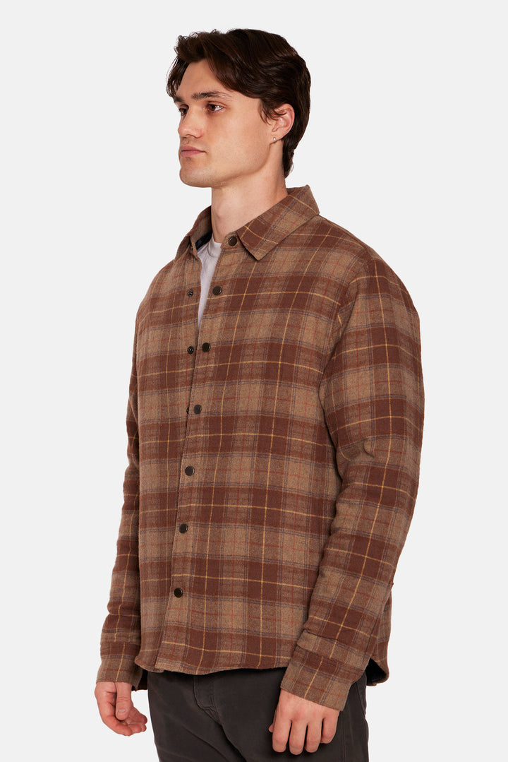 Benny Overshirt w/Quilted Lining Brown/Yellow Plaid