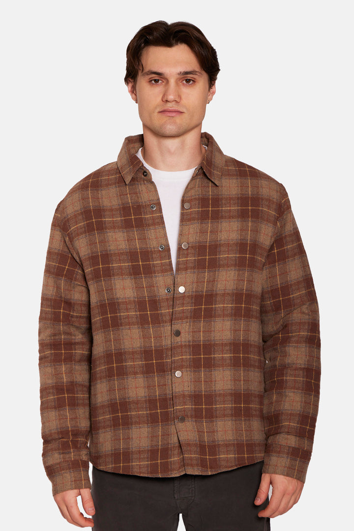 Benny Overshirt w/Quilted Lining Brown/Yellow Plaid