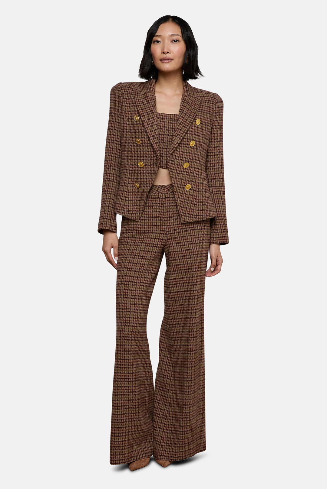 Bethany Blazer Dark Brown Multi Houndstooth