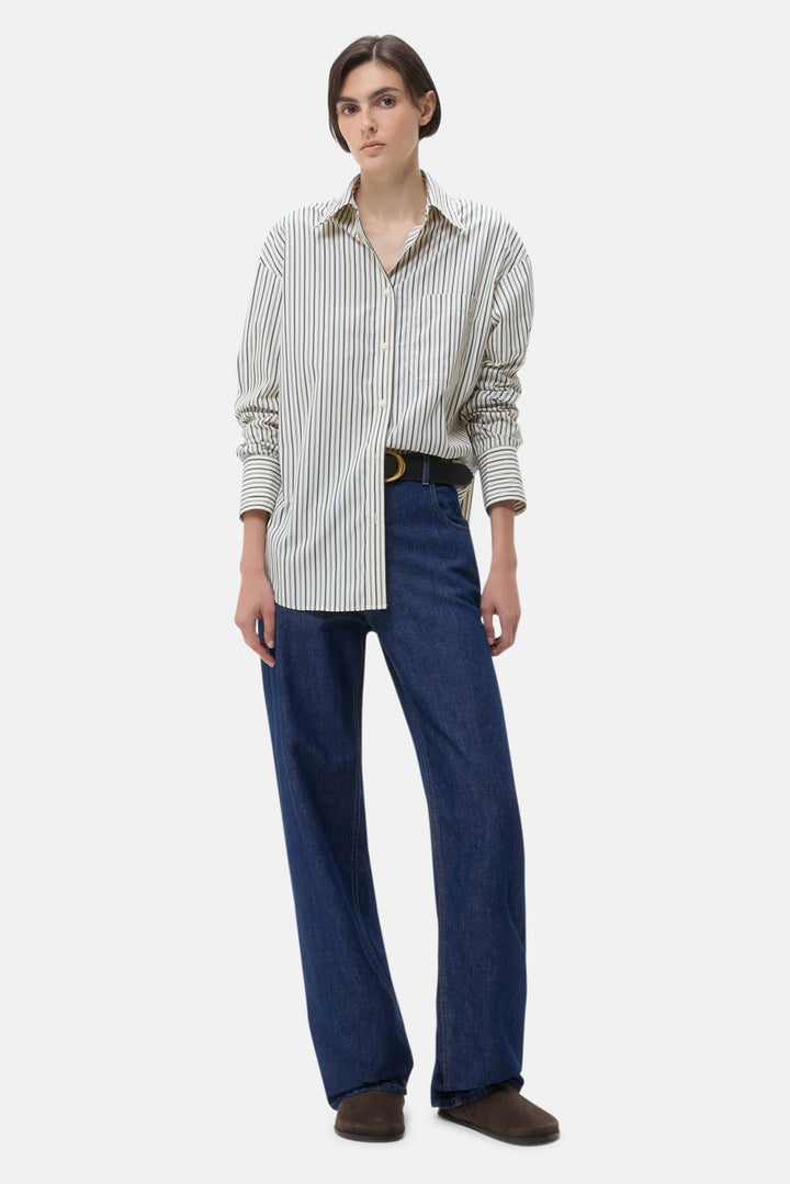 Big Joe Shirt in Ivory/Cilantro Stripe