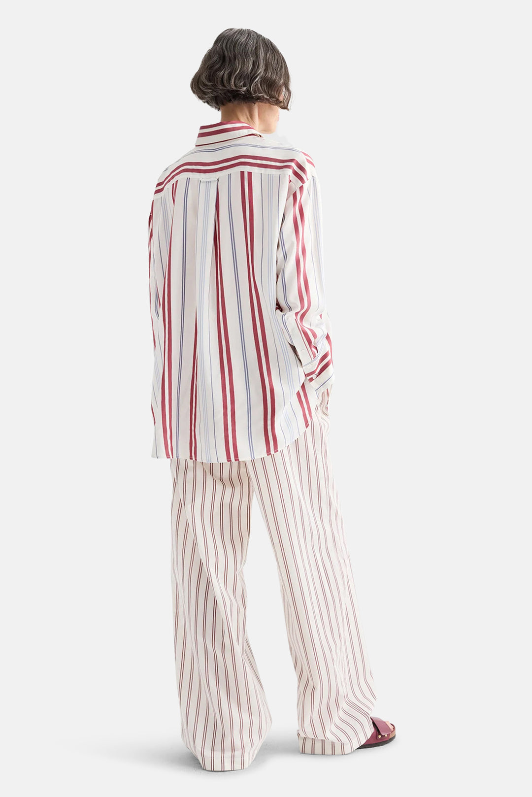 Big Joe Shirt in Silk Stripe Ivory / Blue / Wine