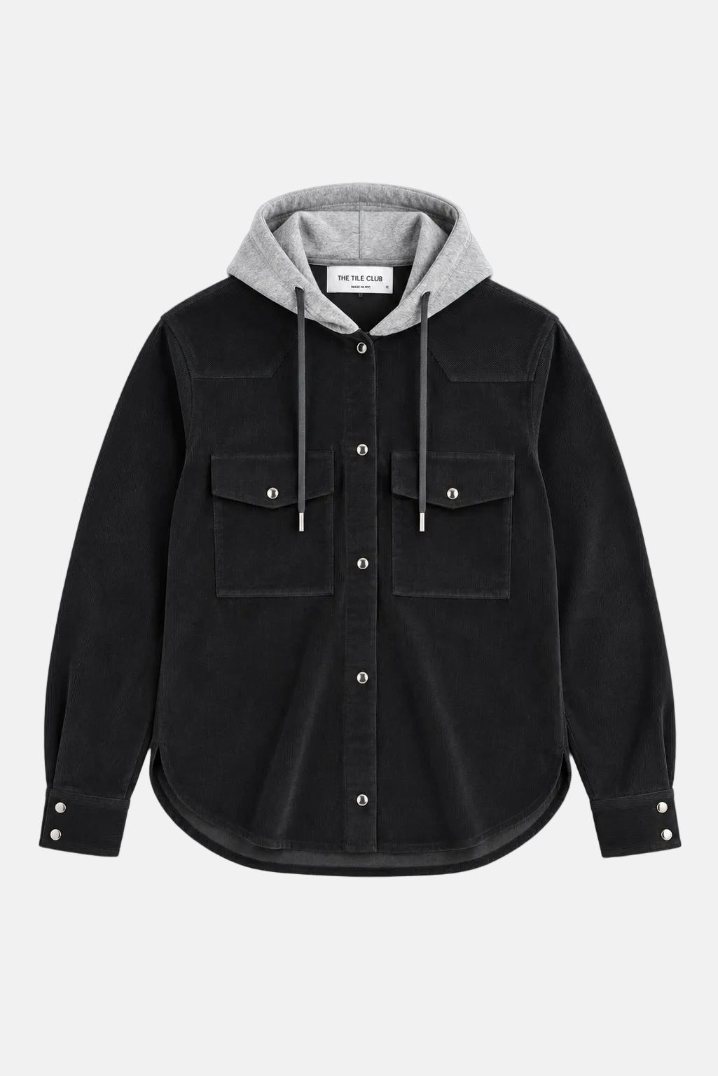 Brenda Corduroy Shirt Black w/Grey Hood