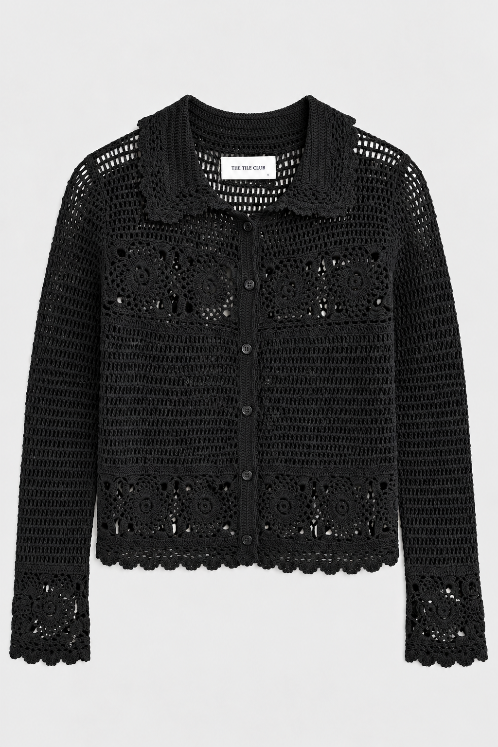 Felicity Crochet Cardigan Black
