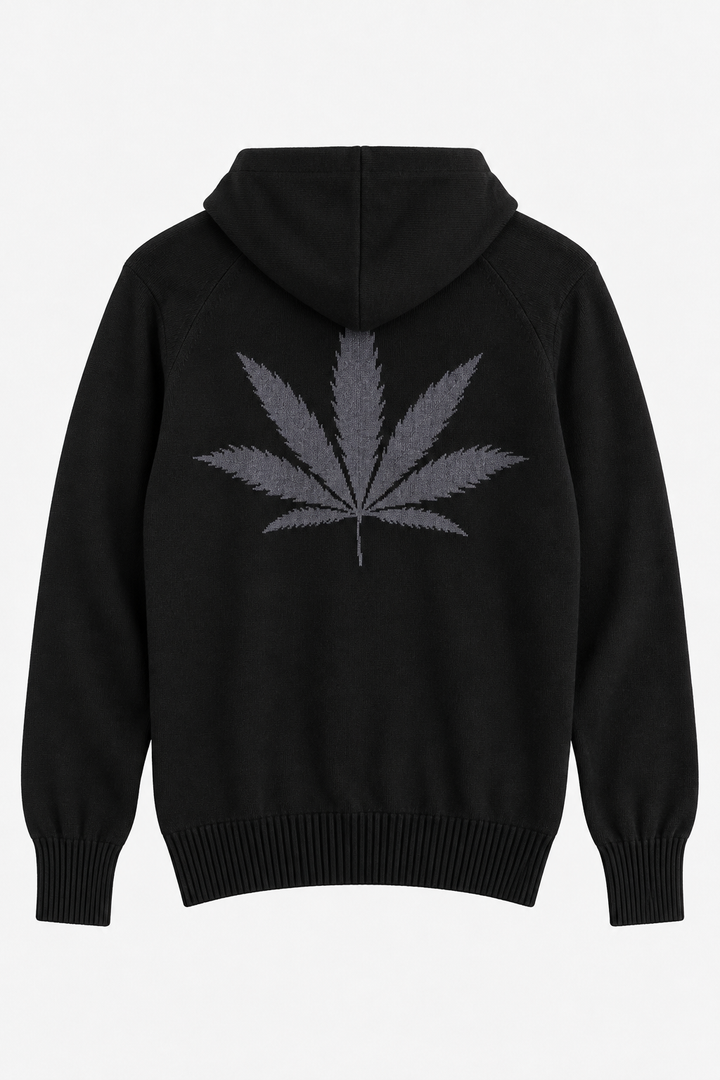 Leaf Intarsia Zip Black Lead/Lava