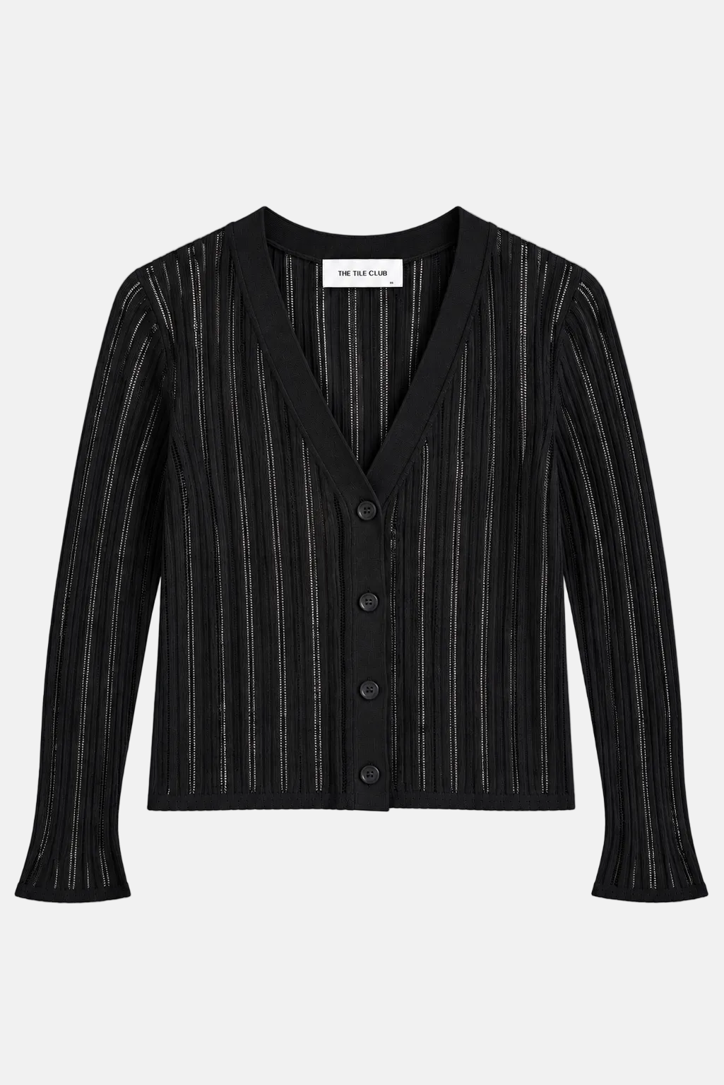 Monica Drop Needle Pointelle Cardigan Black