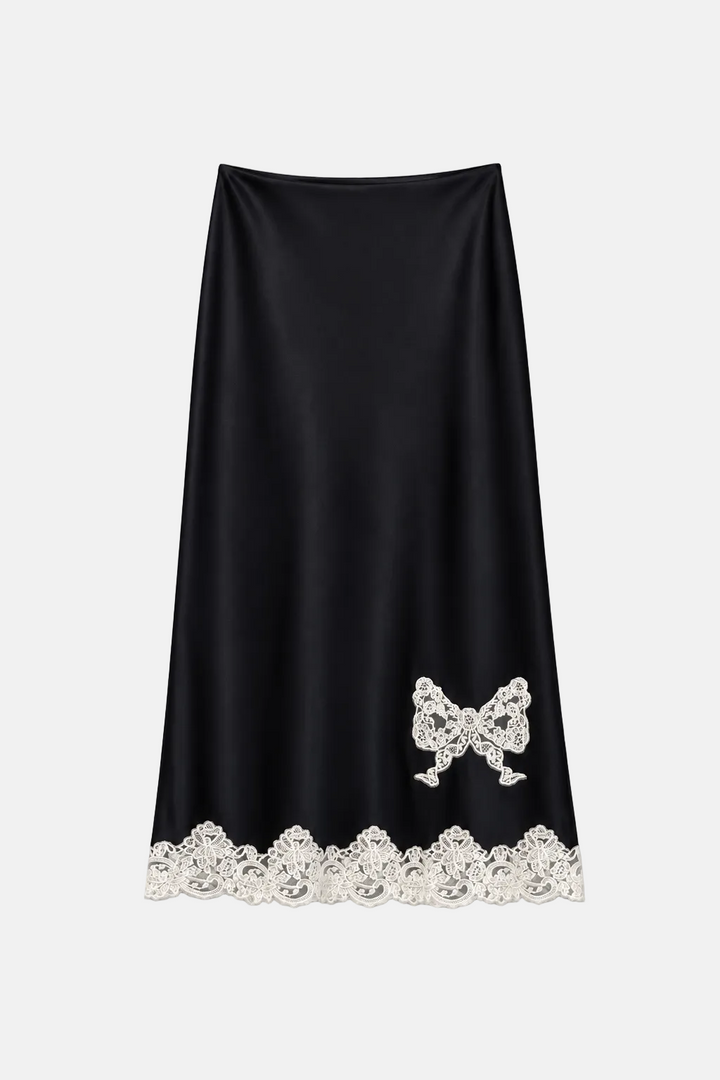 Avelaine Midi Slip Skirt Black