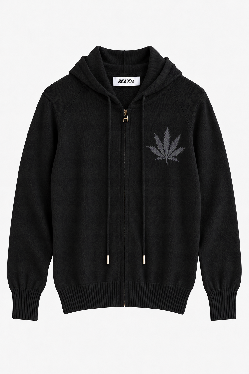 Leaf Intarsia Zip Black Lead/Lava