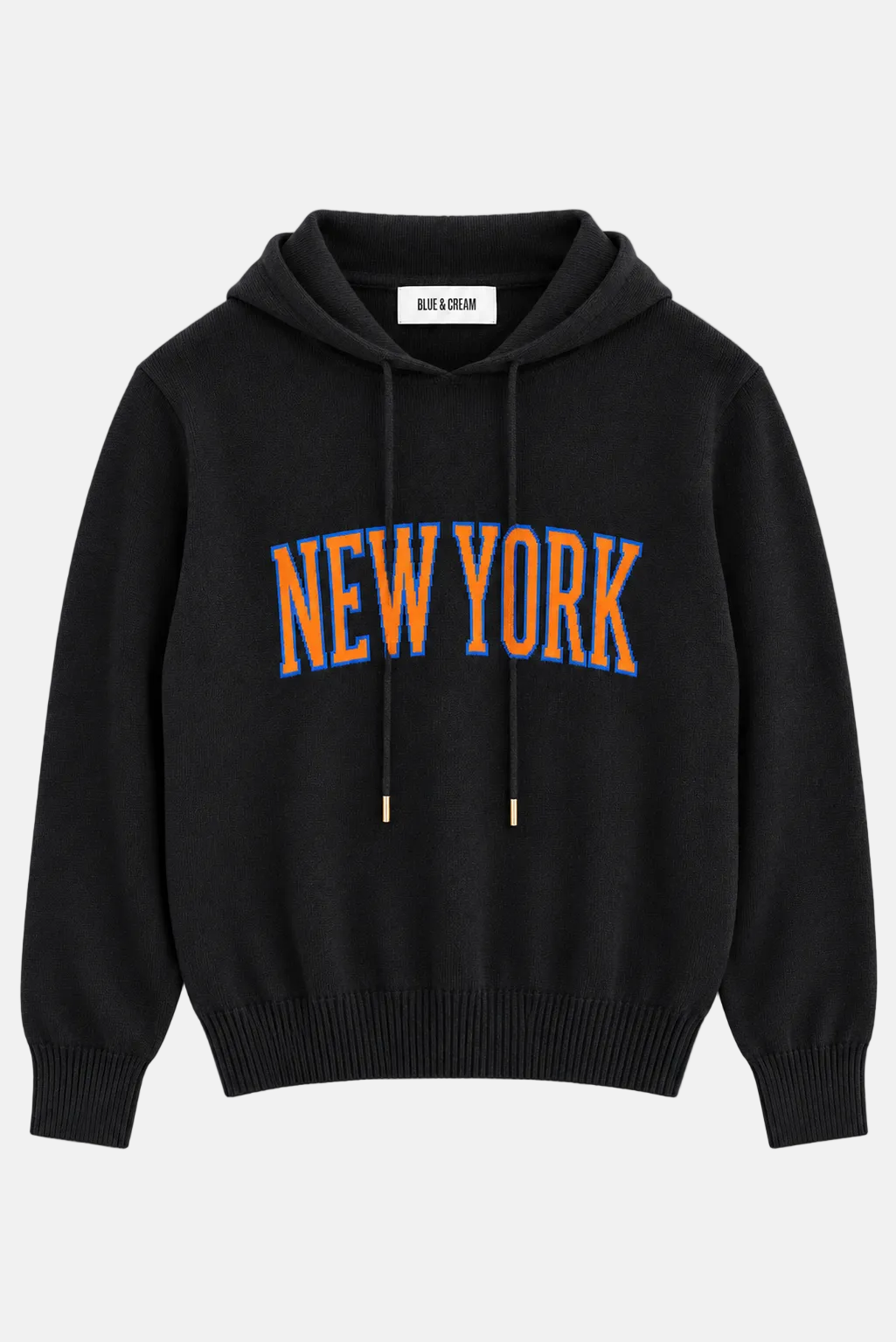 New York Intarsia Pullover Hoodie Black