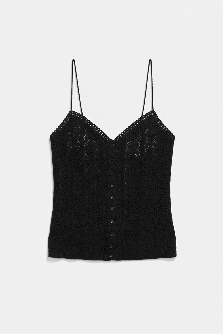 Aliza Crochet Cami Black