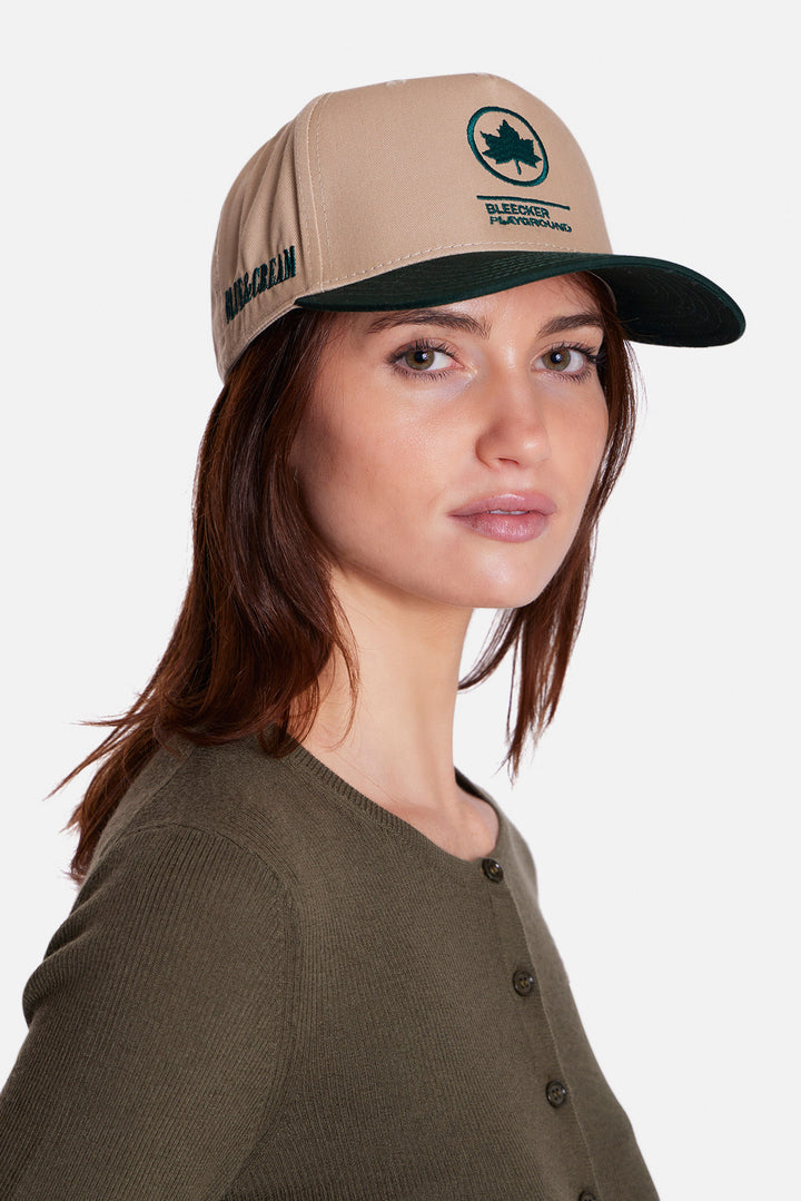 Bleecker Playground Snapback Dark Khaki/Green Font/Green Brim