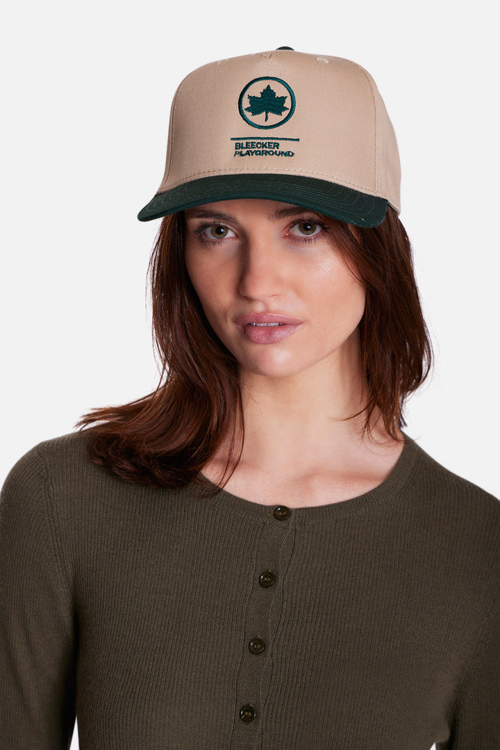Bleecker Playground Snapback Dark Khaki/Green Font/Green Brim