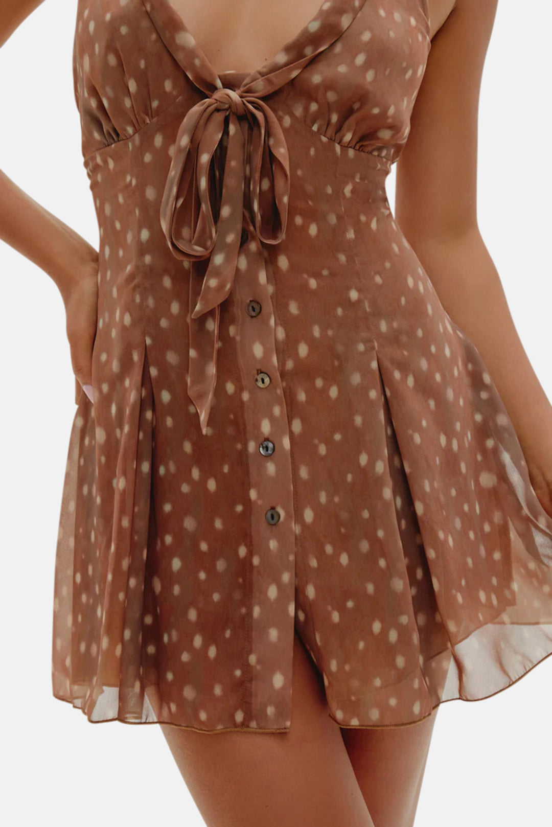 Bloom Button Up Mini Dress Fawn