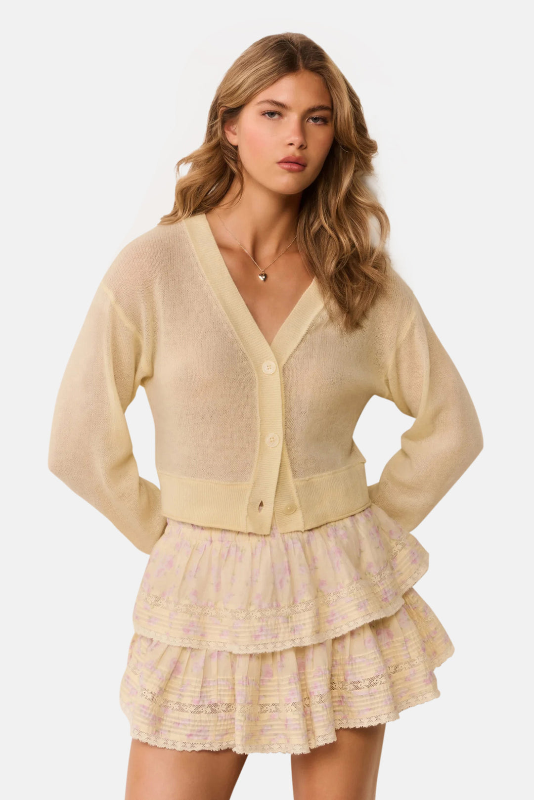 Blooming Floral Ruffle Mini Skirt Lemon Spritz