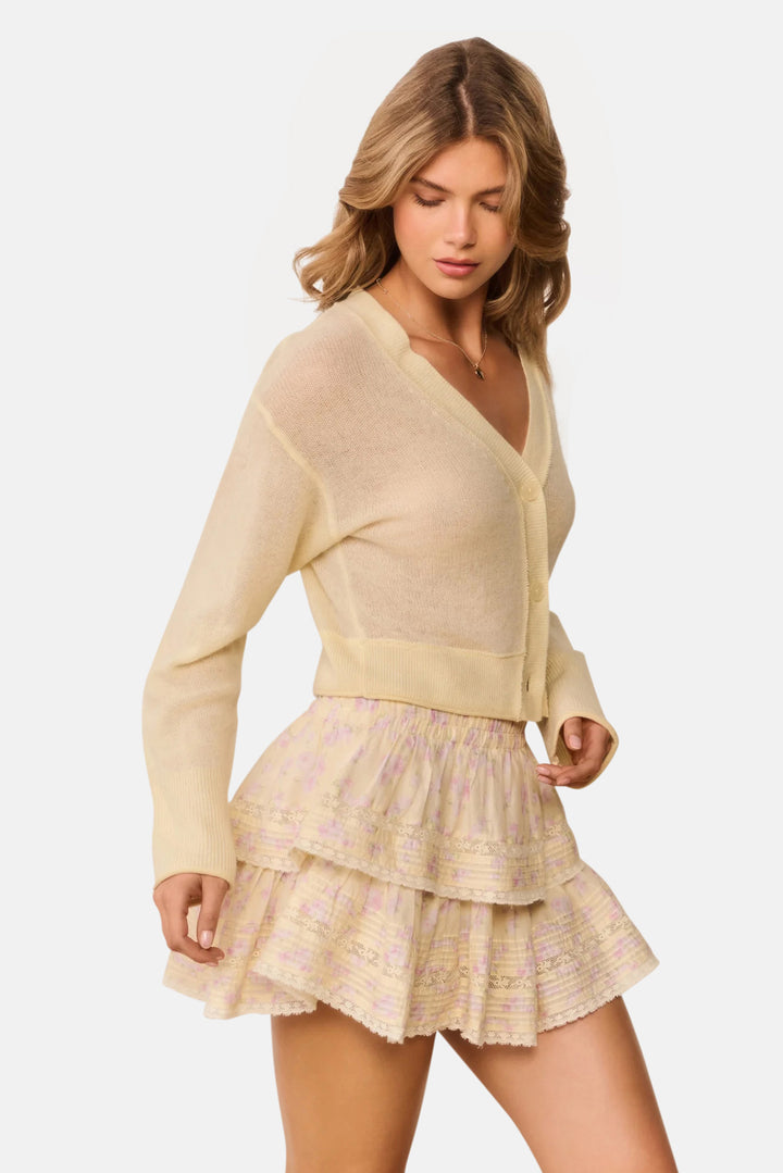 Blooming Floral Ruffle Mini Skirt Lemon Spritz