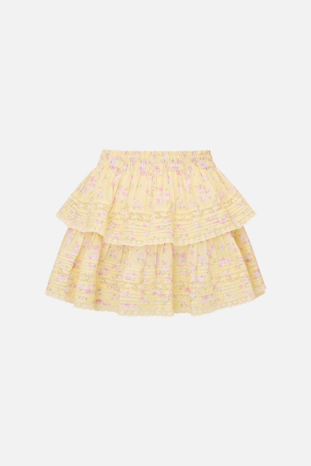 Blooming Floral Ruffle Mini Skirt Lemon Spritz
