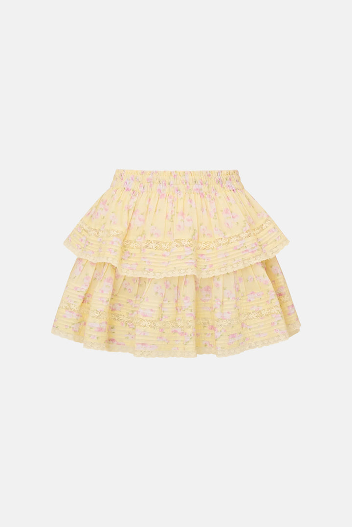 Blooming Floral Ruffle Mini Skirt Lemon Spritz