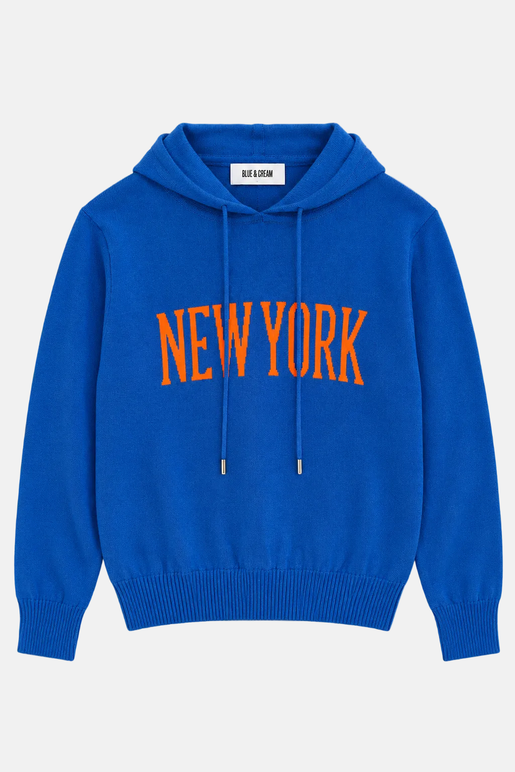 New York Intarsia Pullover Hoodie Blue