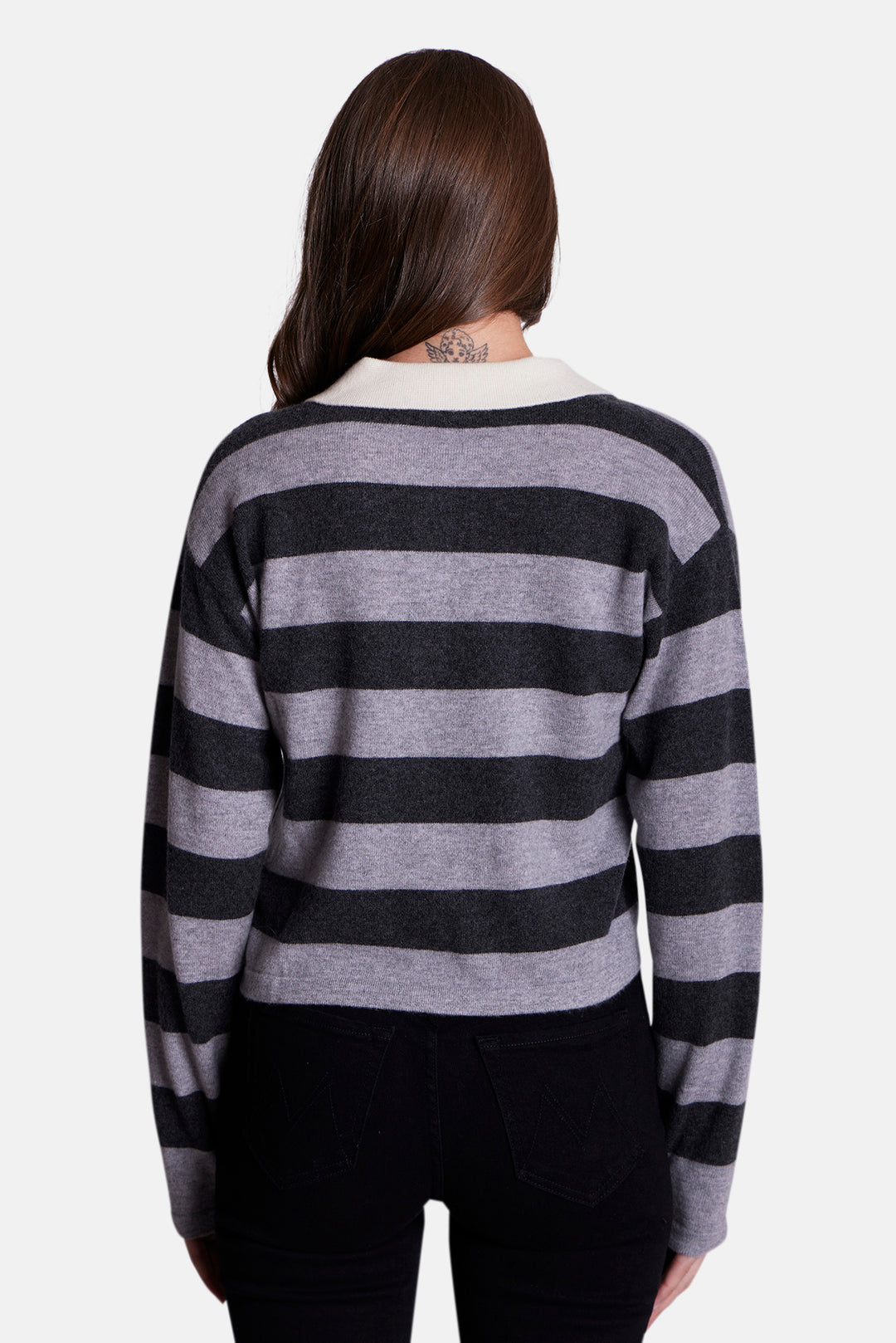 Bonnie Rugby Cropped Cashmere Sweater Grey/Charcoal