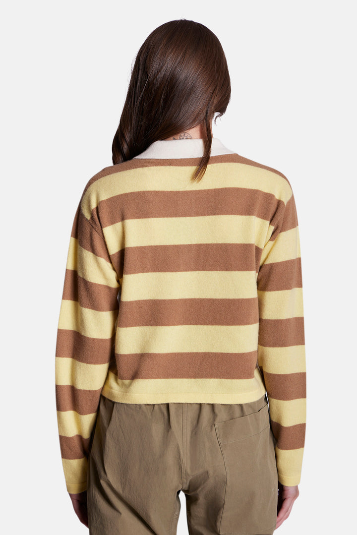 Bonnie Rugby Cropped Cashmere Sweater Yellow/Camel
