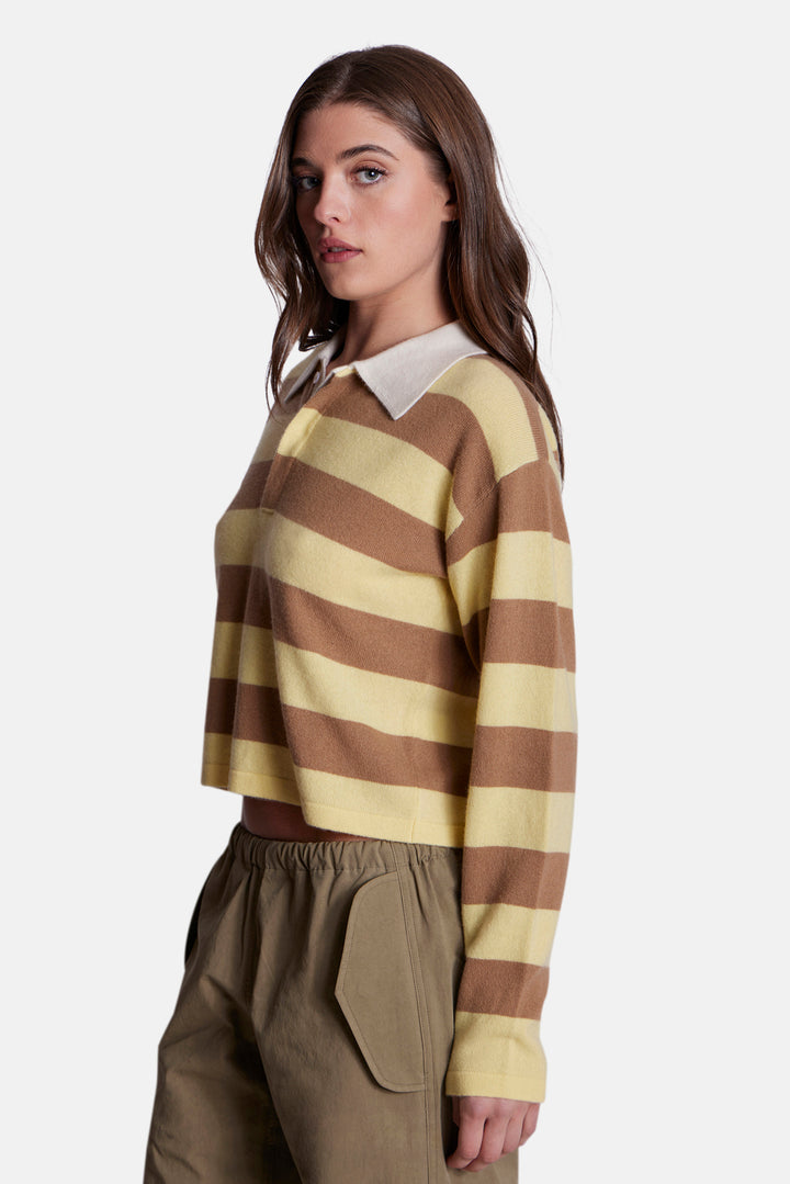 Bonnie Rugby Cropped Cashmere Sweater Yellow/Camel
