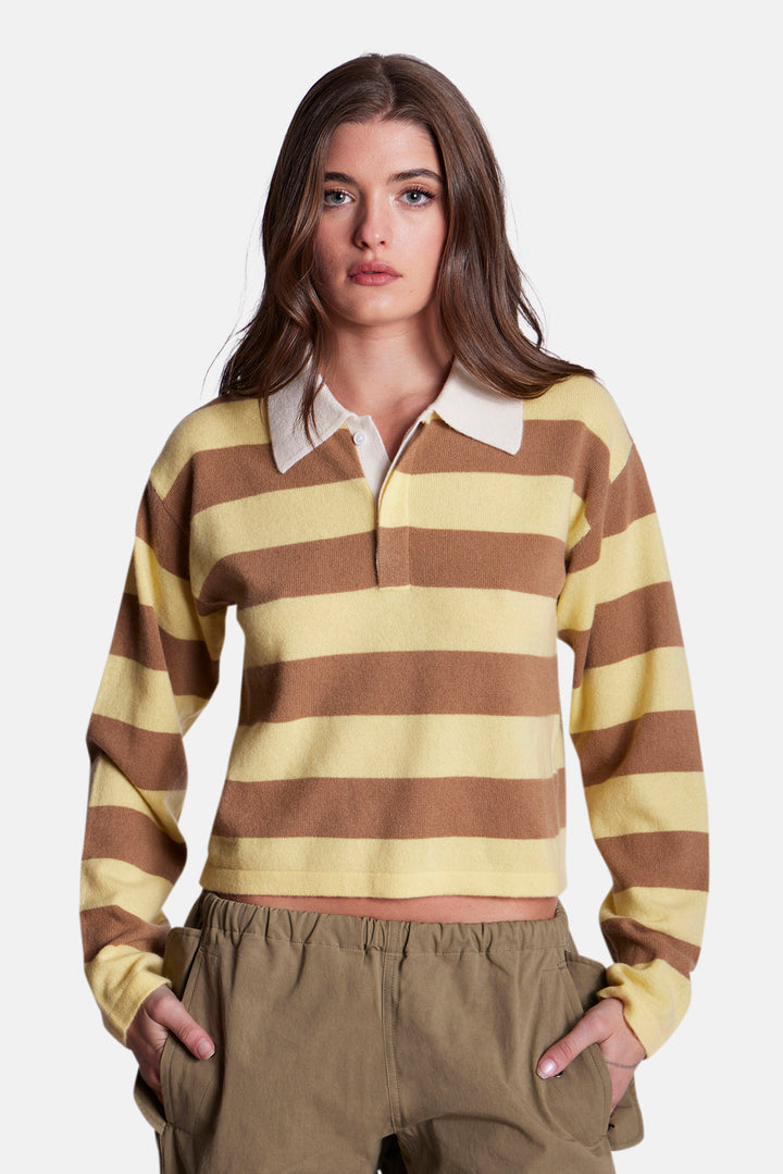 Bonnie Rugby Cropped Cashmere Sweater Yellow/Camel