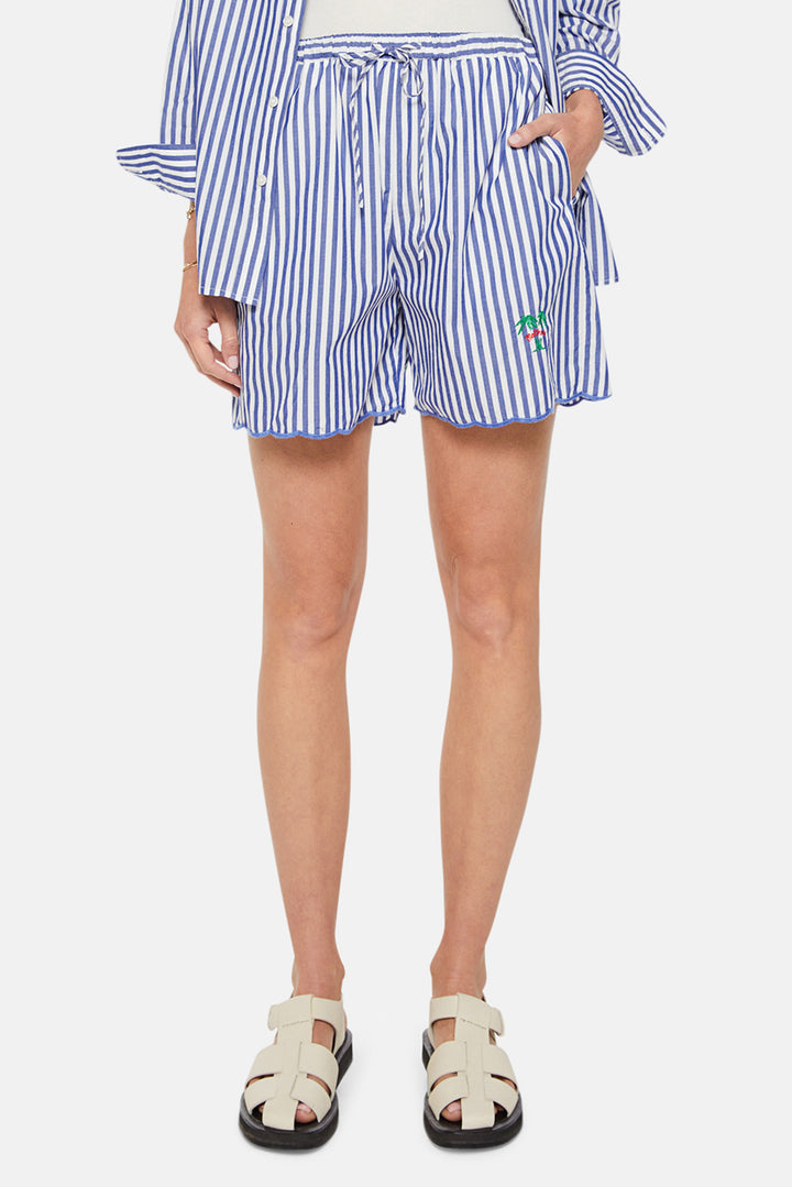 The Drawn Freeballer Short White And Blue Stripe