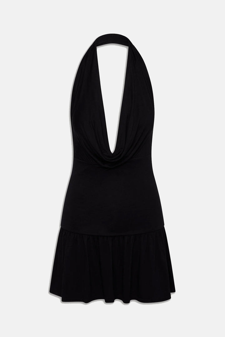 Bowery Cowl Neck Mini Dress Black