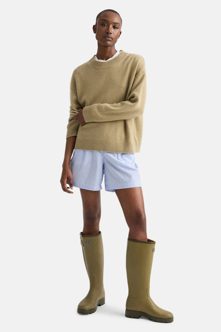 Boy Crewneck Sweater in Italian Cashmere Olive Grey