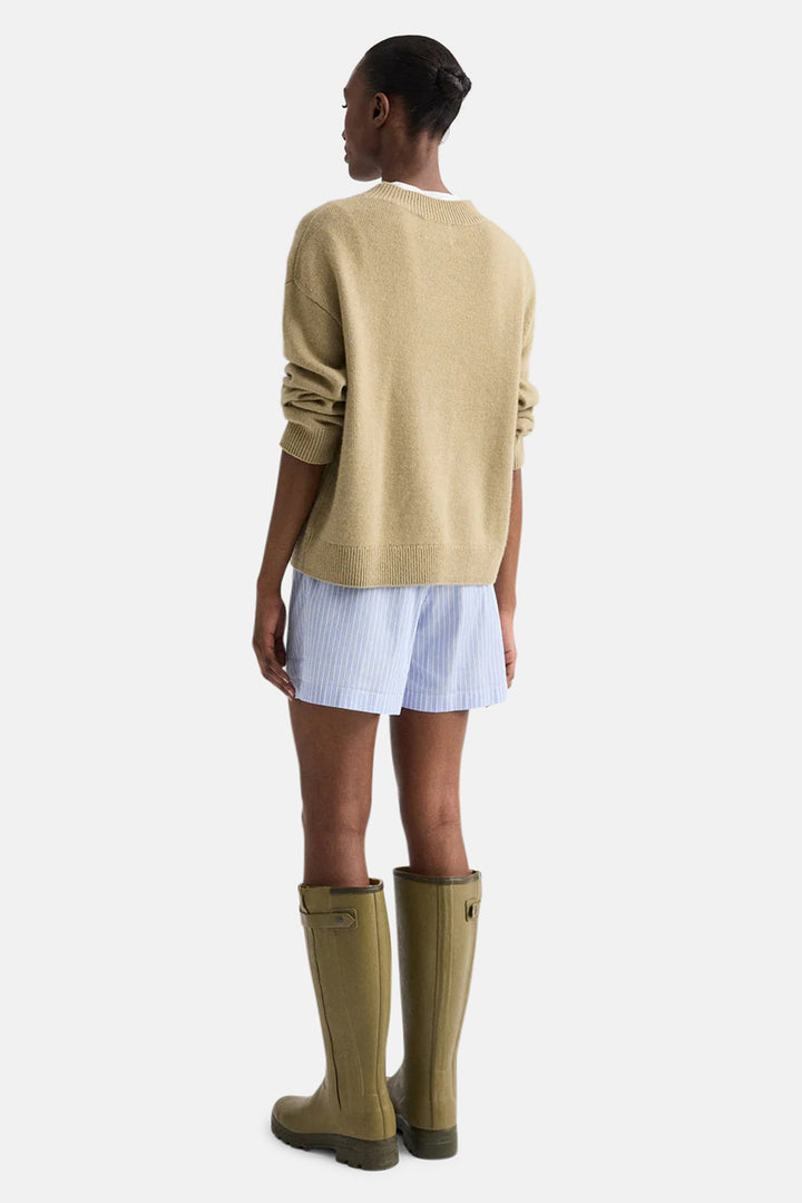 Boy Crewneck Sweater in Italian Cashmere Olive Grey