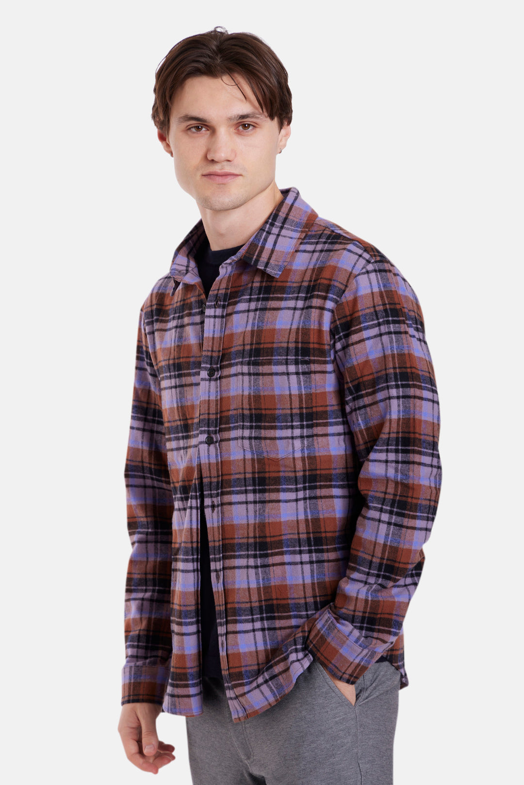 Brandon Brushed Flannel Purple/Blue Plaid