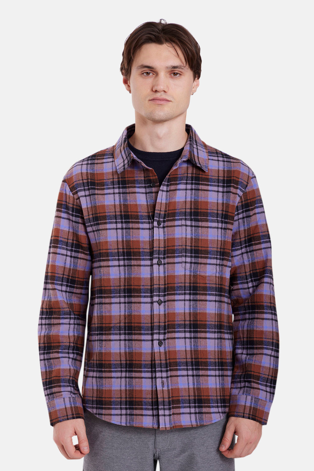 Brandon Brushed Flannel Purple/Blue Plaid