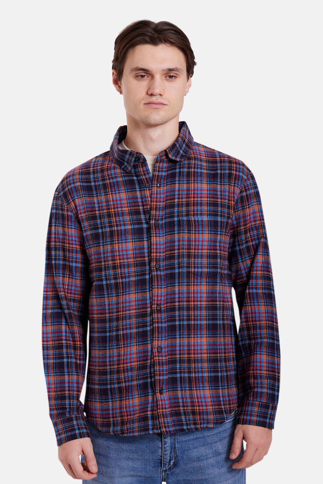 Brandon Flannel Orange/Red Plaid