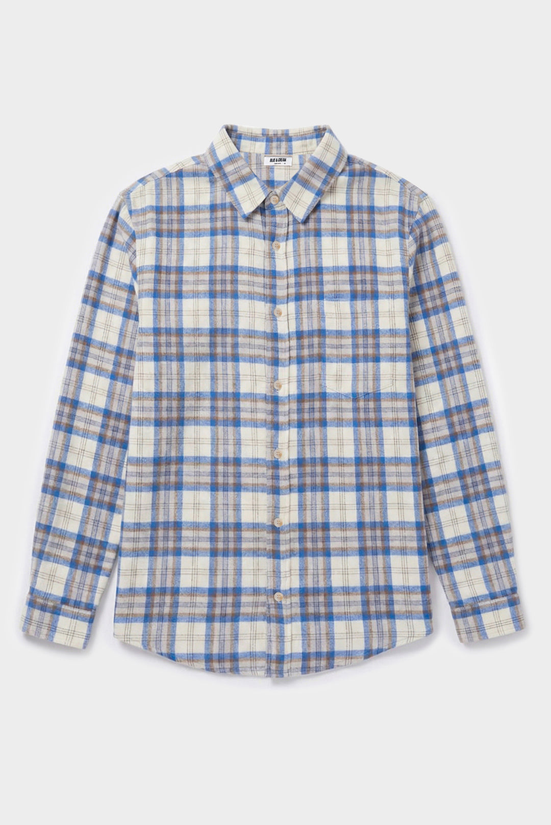 Brandon Brushed Flannel White/Blue Plaid