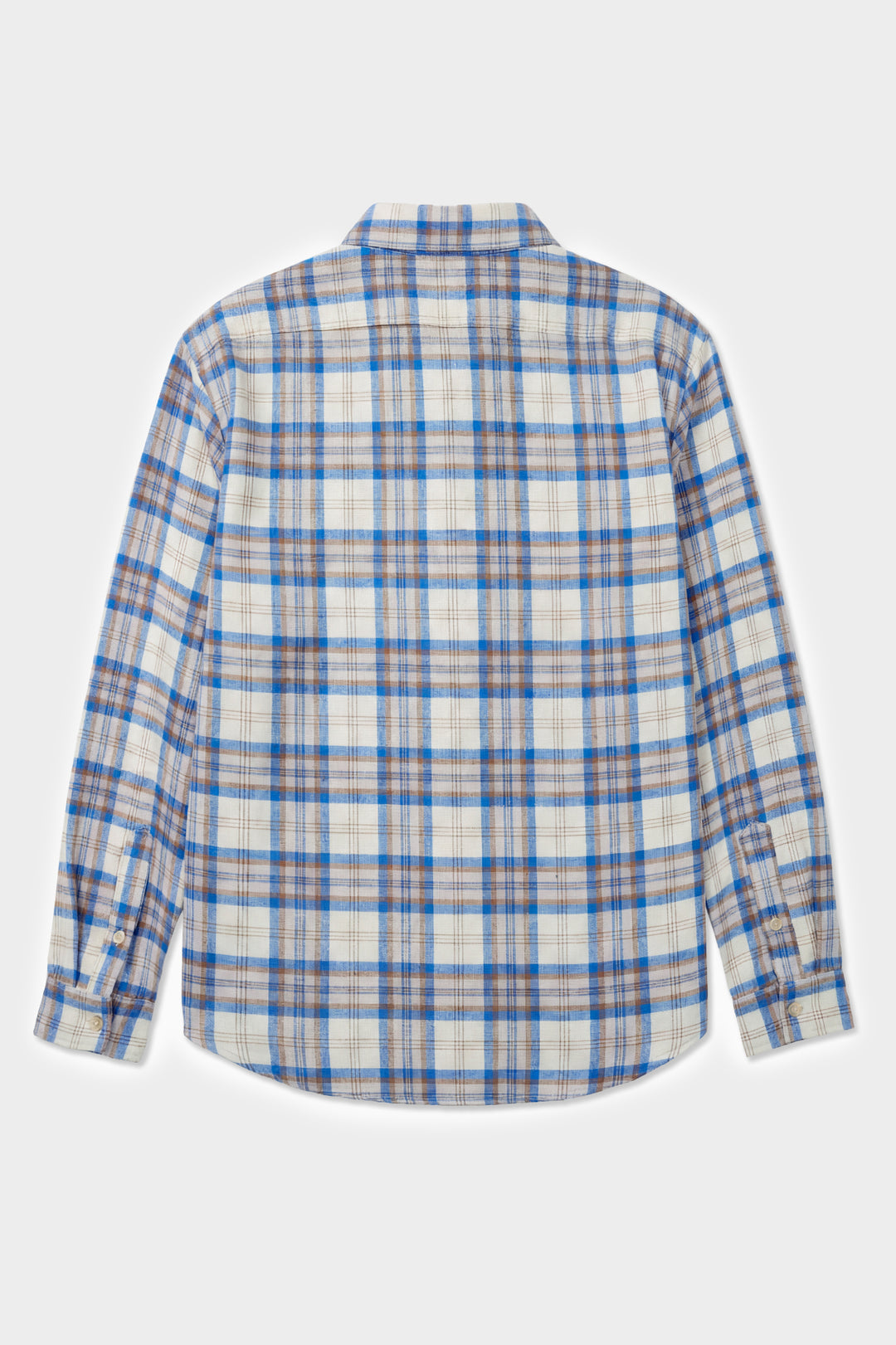 Brandon Brushed Flannel White/Blue Plaid