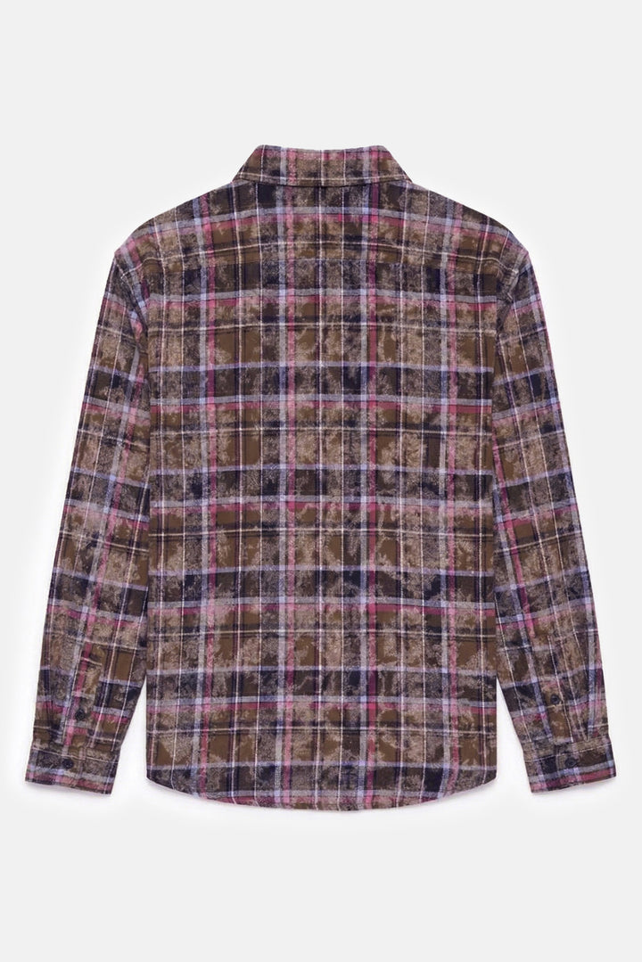 Brandon Distressed Flannel Dk Olive Plaid