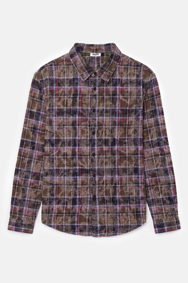Brandon Distressed Flannel Dk Olive Plaid