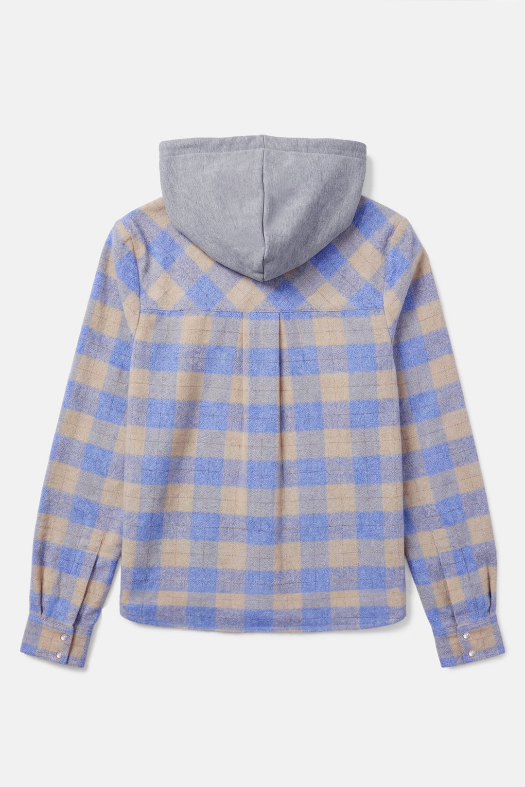 Brenda Brushed Flannel Shirt Butter/Blue Plaid w/ Grey Hood