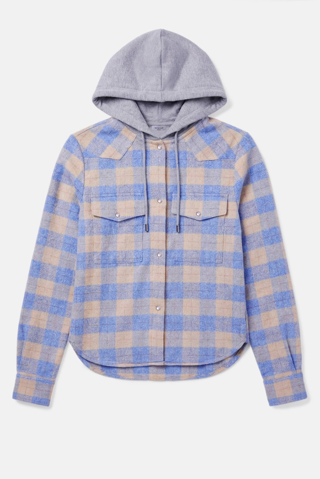 Brenda Brushed Flannel Shirt Butter/Blue Plaid w/ Grey Hood