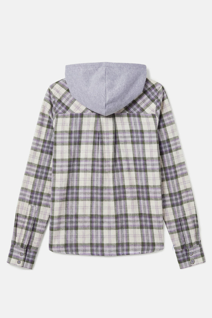 Brenda Flannel Shirt Olive/Cream Plaid w/ Grey Hood