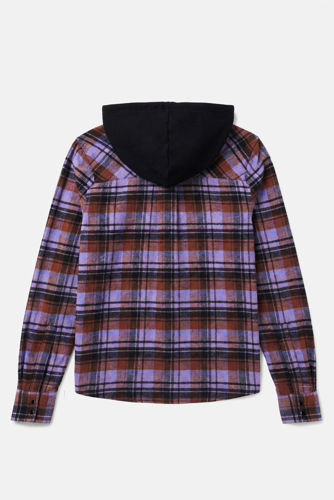 Brenda Brushed Flannel Shirt Purple/Blue Plaid w/ Black Hood