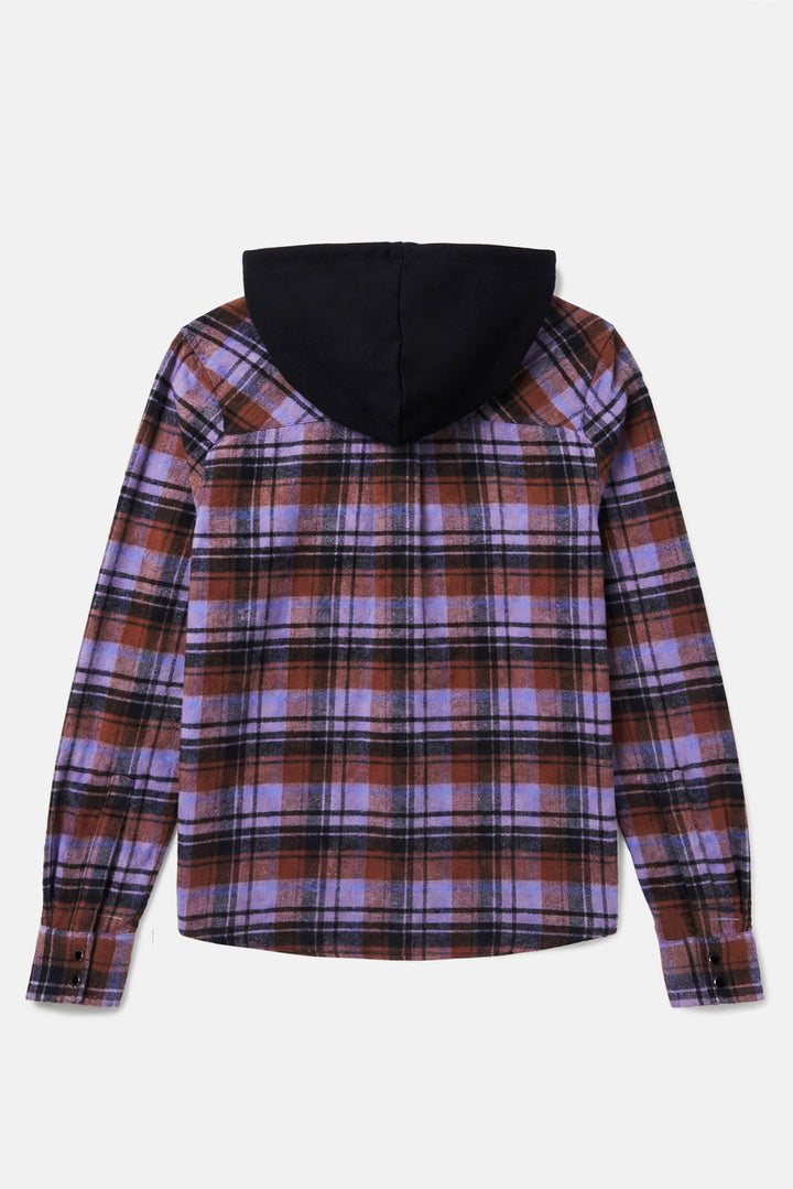 Brenda Brushed Flannel Shirt Purple/Blue Plaid w/ Black Hood