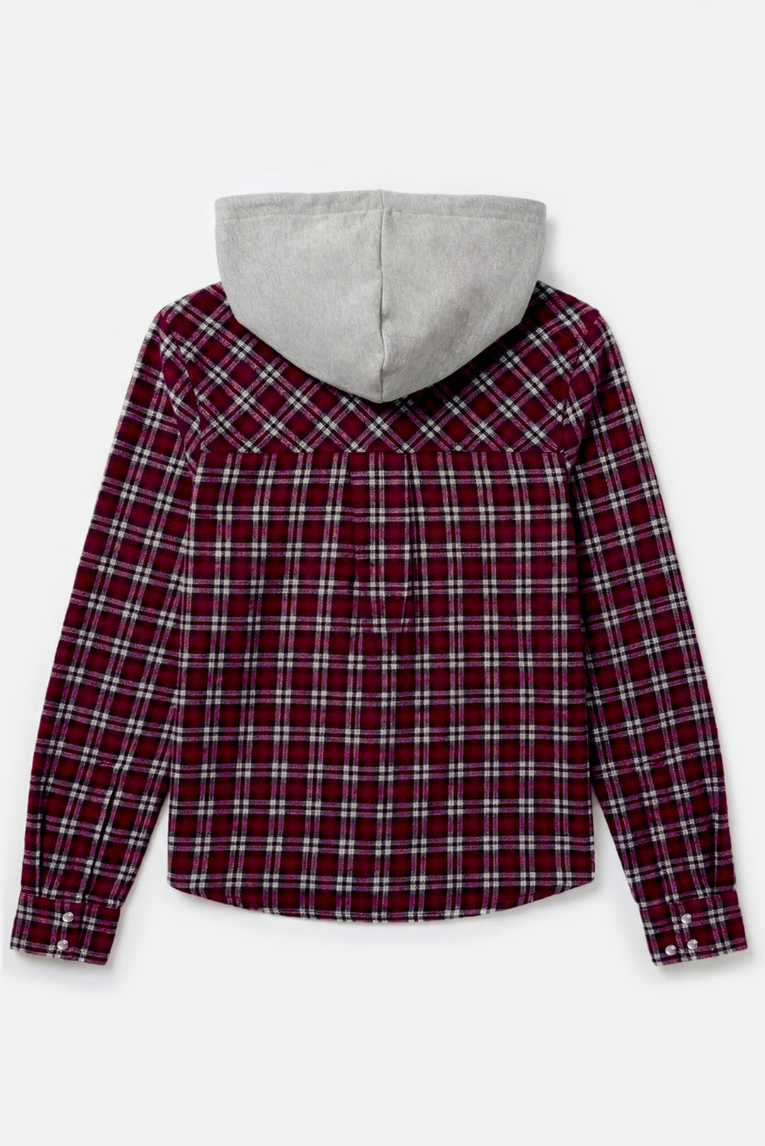 Brenda Brushed Flannel Shirt Red Plaid w/ Grey Hood