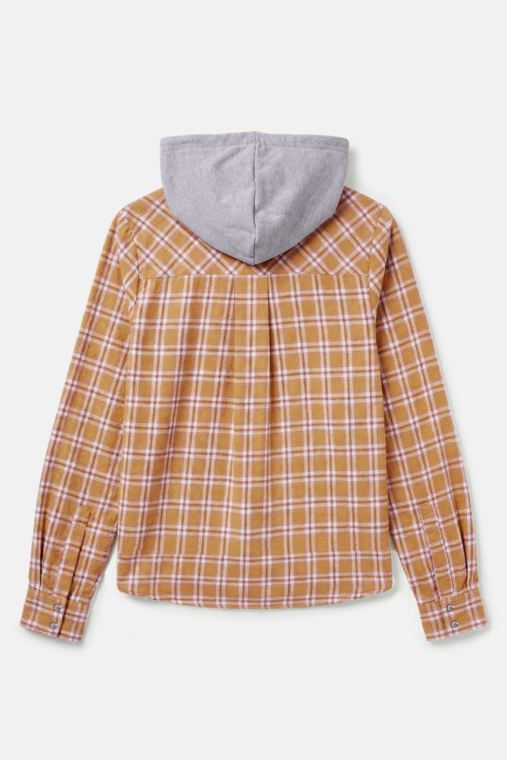 Brenda Brushed Flannel Shirt Yellow Plaid w/ Grey Hood