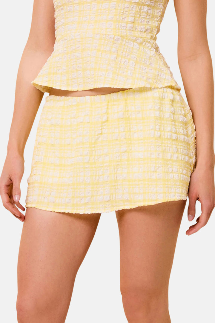Brinley Skirt Puckered Plaid Citrina