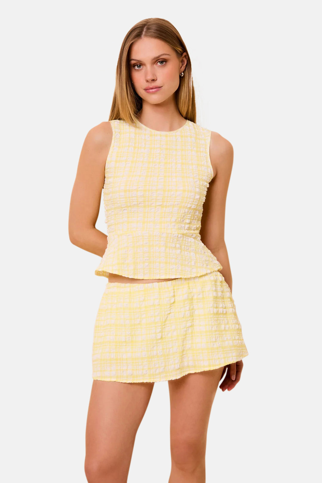 Brinley Skirt Puckered Plaid Citrina
