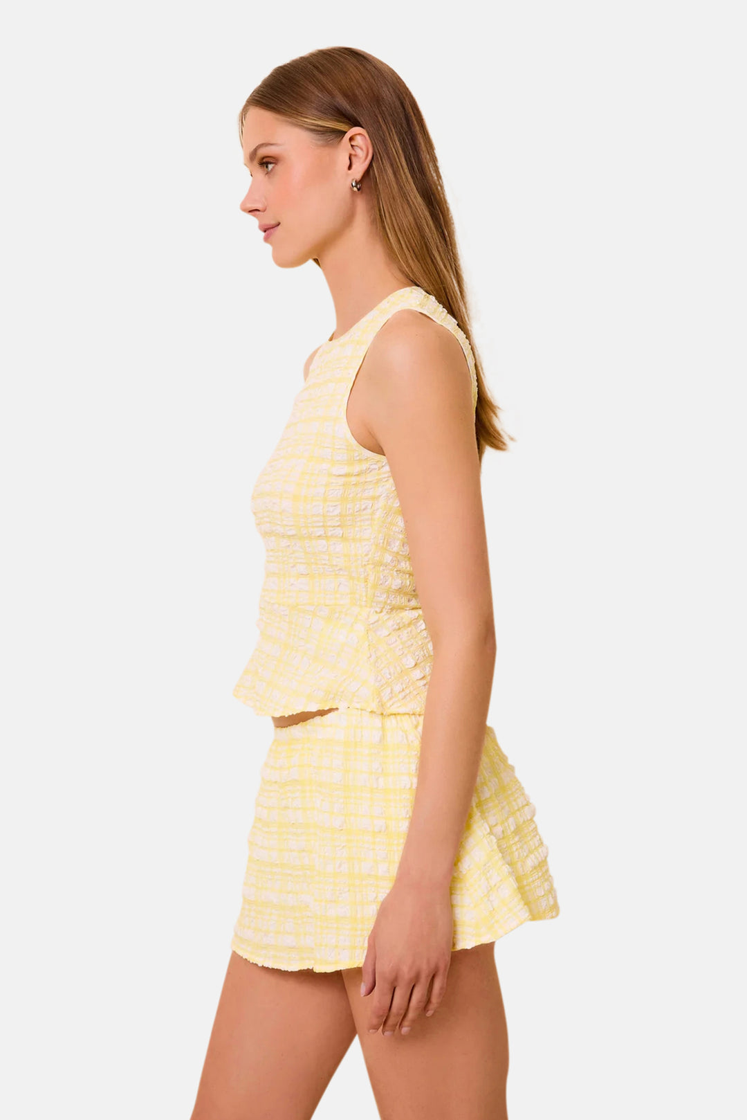 Brinley Skirt Puckered Plaid Citrina