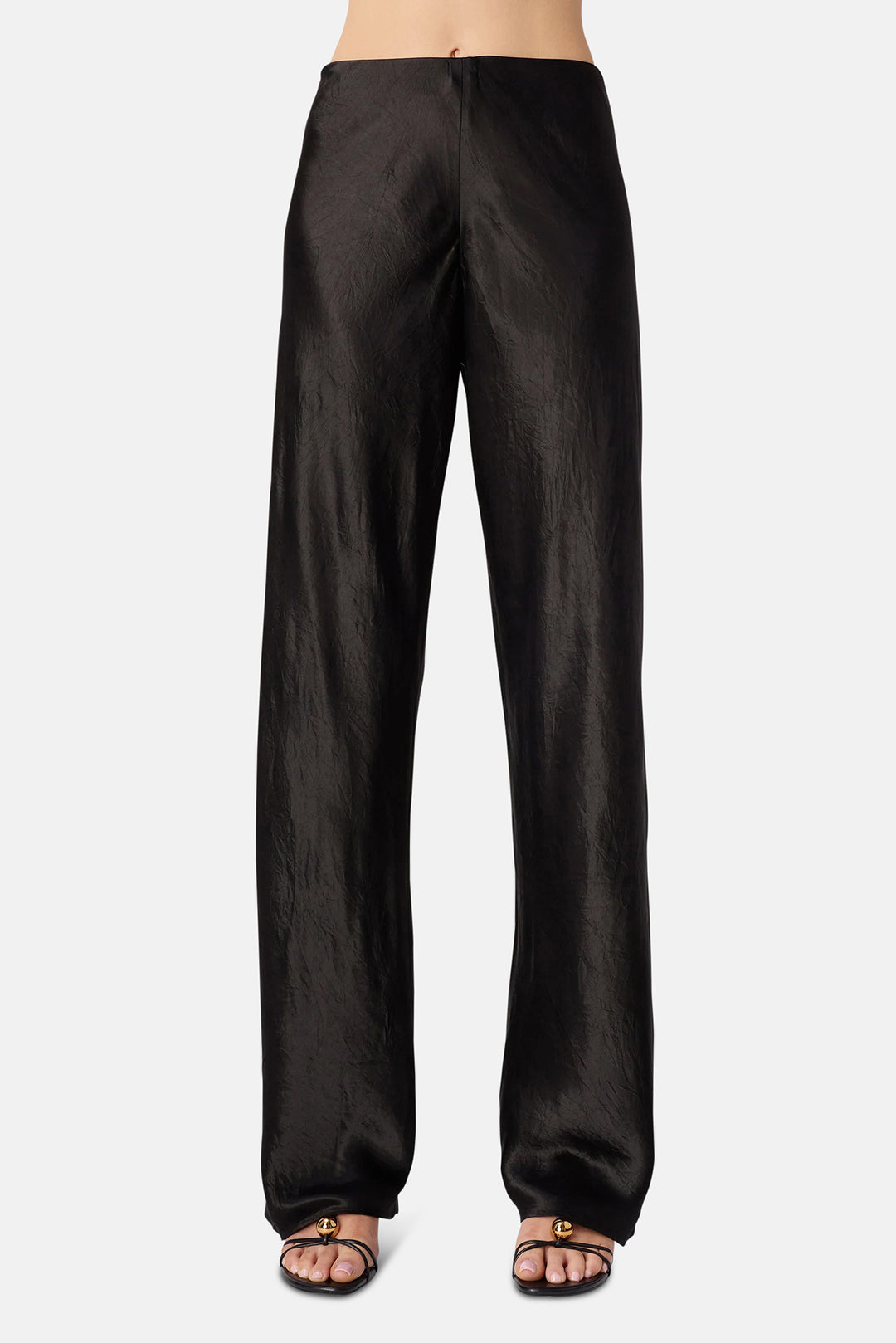 Bristol Mid Rise Crinkle Acetate Pant Black