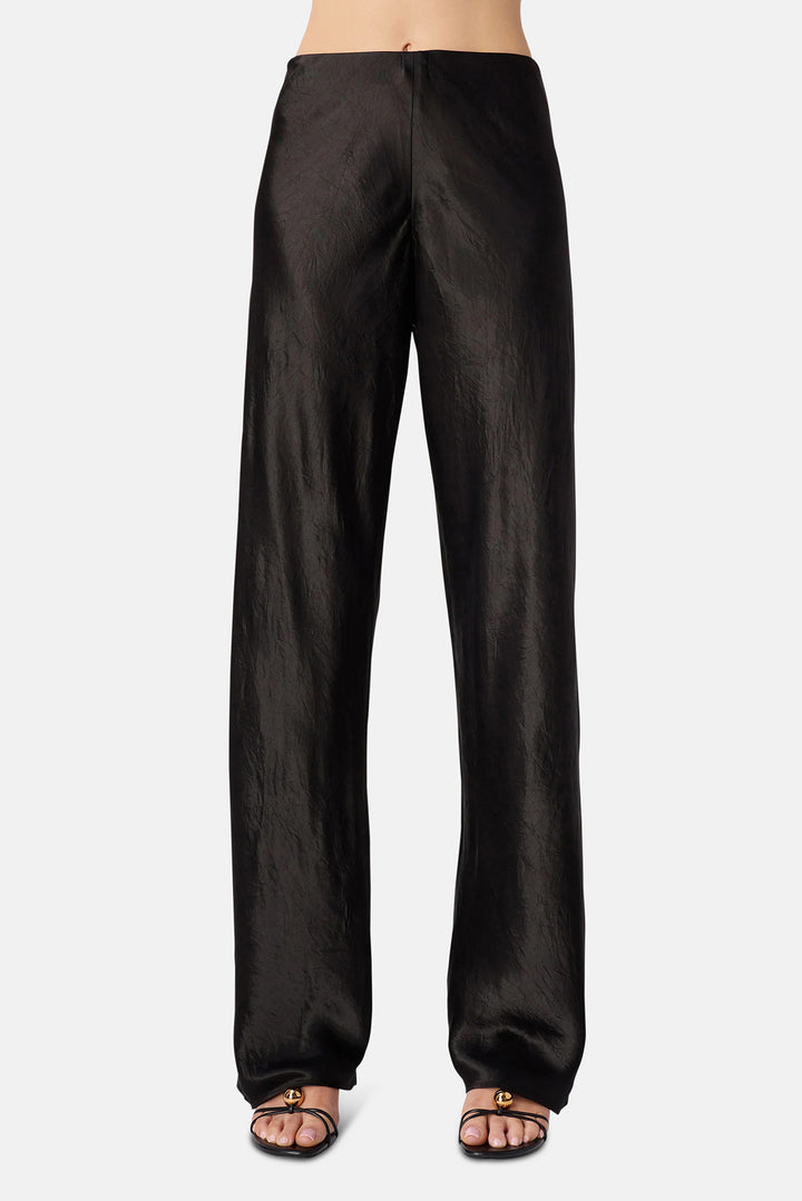 Bristol Mid Rise Crinkle Acetate Pant Black